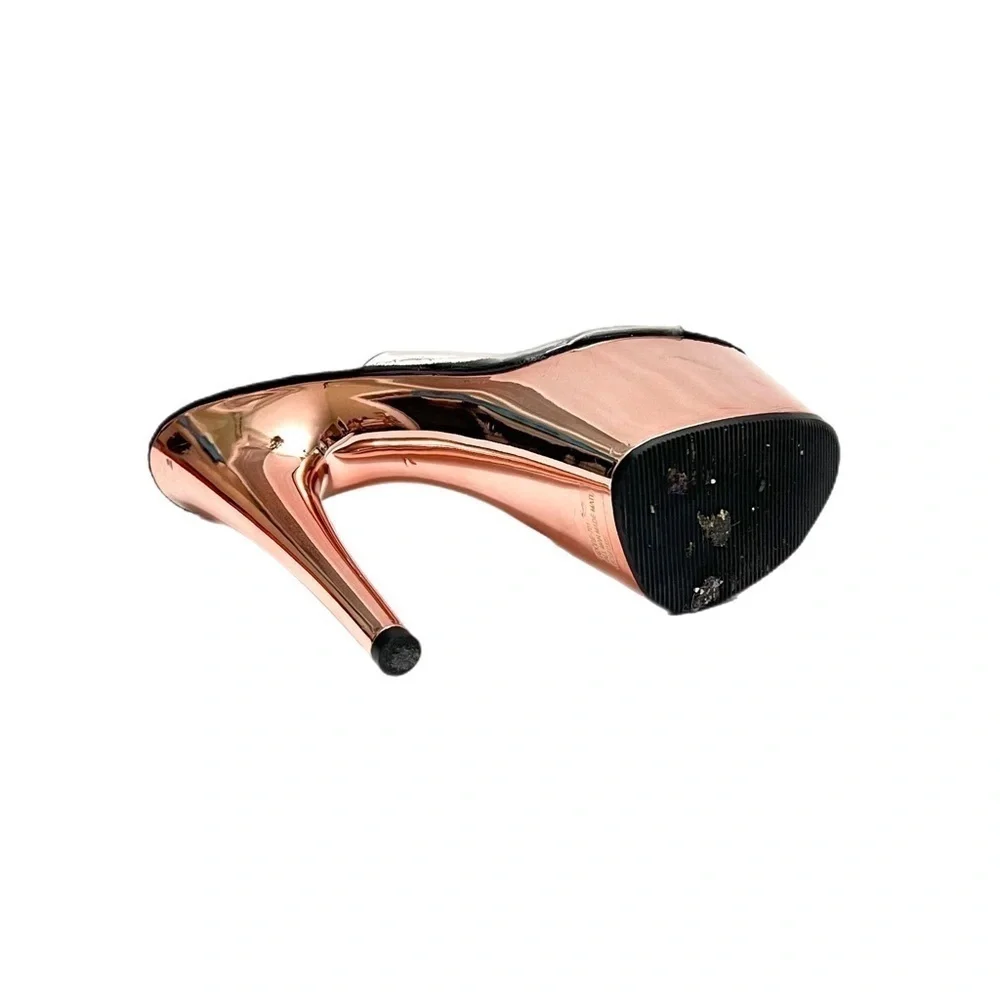 Vintage 1990s rose gold platform clear vinyl extreme stripper heels